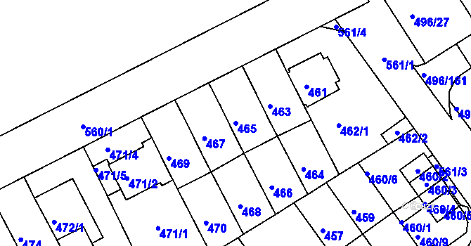 Parcela st. 465 v KÚ Střížkov, Katastrální mapa