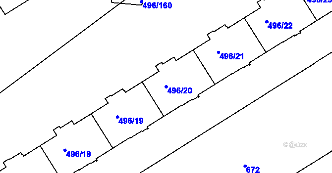 Parcela st. 496/20 v KÚ Střížkov, Katastrální mapa