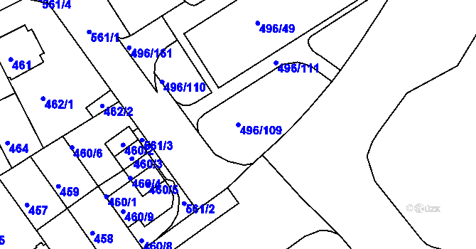 Parcela st. 496/109 v KÚ Střížkov, Katastrální mapa