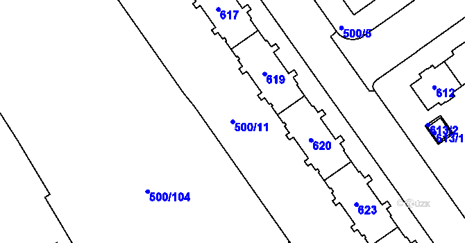Parcela st. 500/11 v KÚ Střížkov, Katastrální mapa