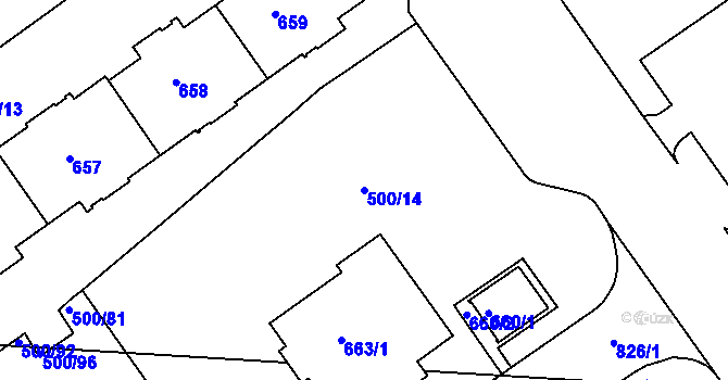 Parcela st. 500/14 v KÚ Střížkov, Katastrální mapa