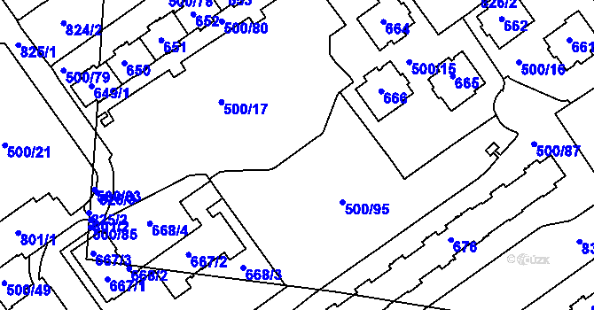Parcela st. 500/17 v KÚ Střížkov, Katastrální mapa