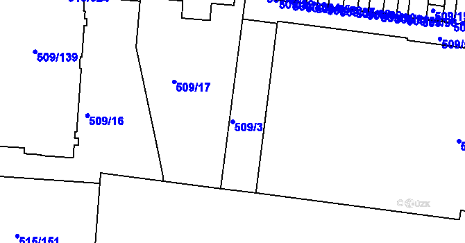 Parcela st. 509/3 v KÚ Střížkov, Katastrální mapa