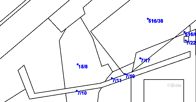 Parcela st. 516/39 v KÚ Střížkov, Katastrální mapa