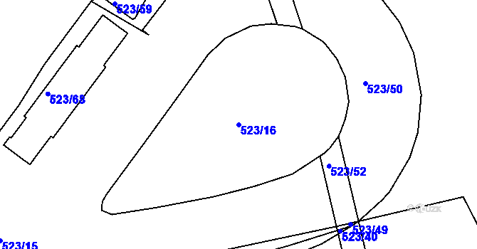 Parcela st. 523/16 v KÚ Střížkov, Katastrální mapa