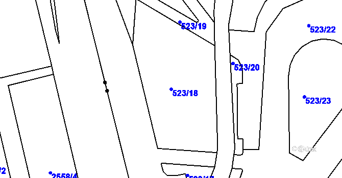 Parcela st. 523/18 v KÚ Střížkov, Katastrální mapa