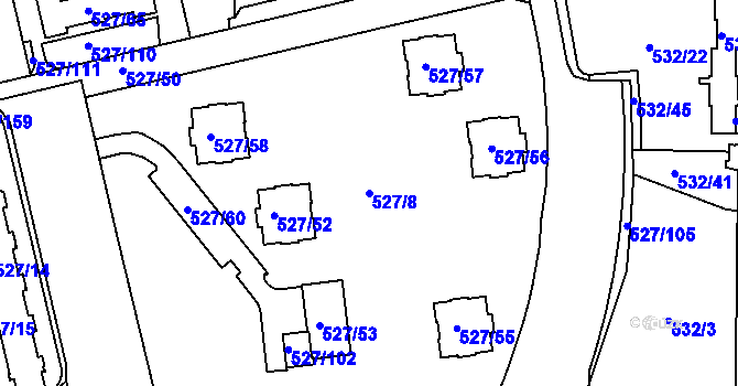 Parcela st. 527/8 v KÚ Střížkov, Katastrální mapa