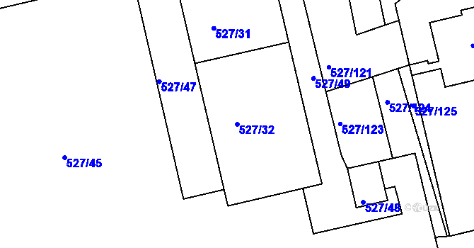 Parcela st. 527/32 v KÚ Střížkov, Katastrální mapa