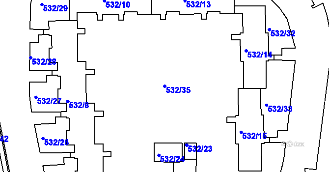 Parcela st. 532/35 v KÚ Střížkov, Katastrální mapa
