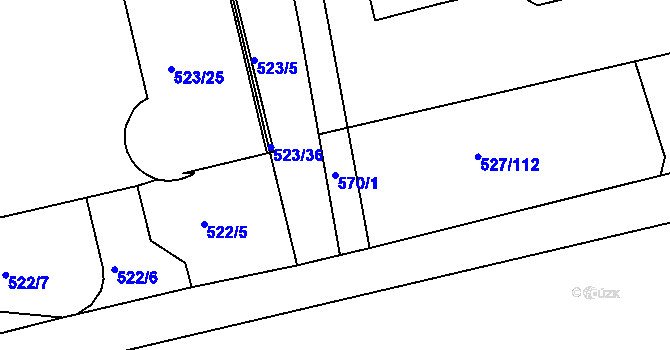 Parcela st. 570/1 v KÚ Střížkov, Katastrální mapa