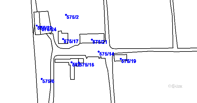 Parcela st. 575/14 v KÚ Střížkov, Katastrální mapa