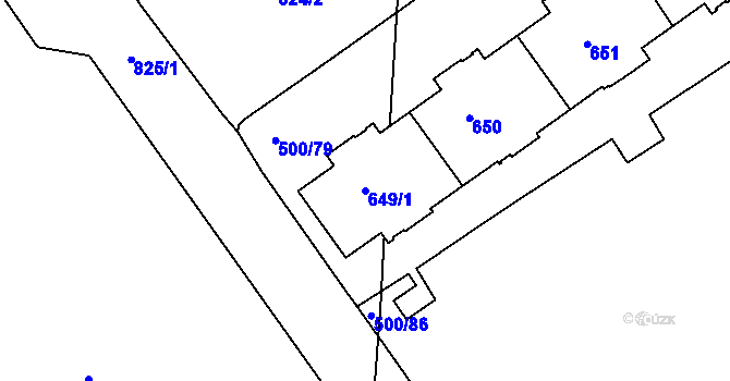 Parcela st. 649/1 v KÚ Střížkov, Katastrální mapa