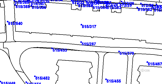 Parcela st. 515/287 v KÚ Střížkov, Katastrální mapa