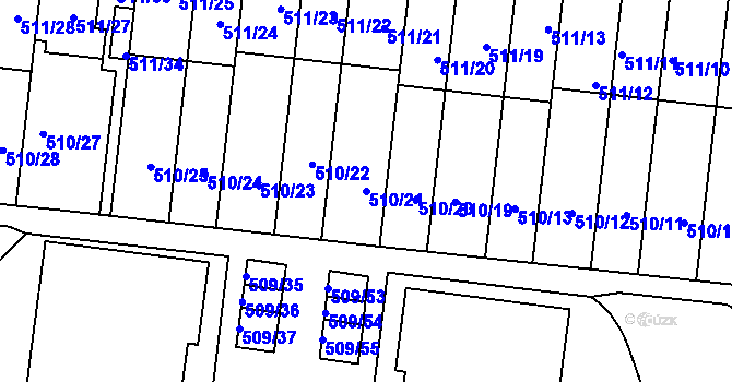 Parcela st. 510/21 v KÚ Střížkov, Katastrální mapa