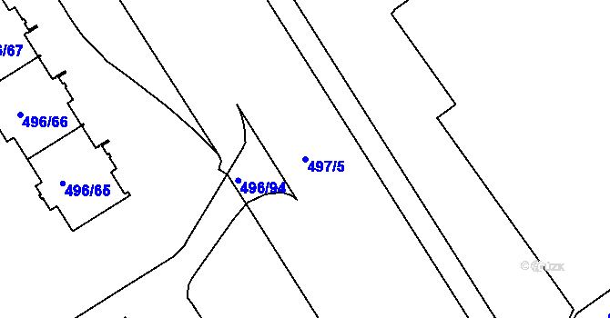 Parcela st. 497/5 v KÚ Střížkov, Katastrální mapa