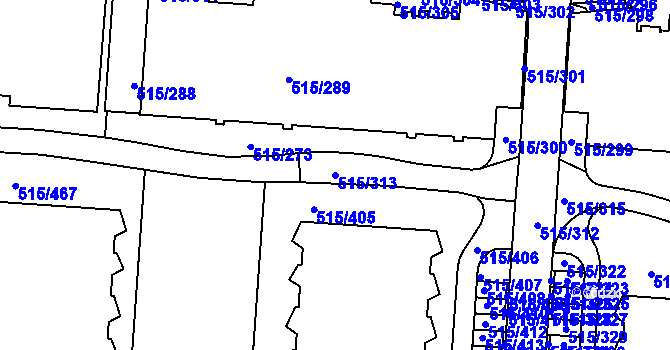 Parcela st. 515/313 v KÚ Střížkov, Katastrální mapa