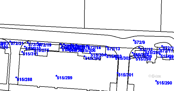 Parcela st. 572/14 v KÚ Střížkov, Katastrální mapa