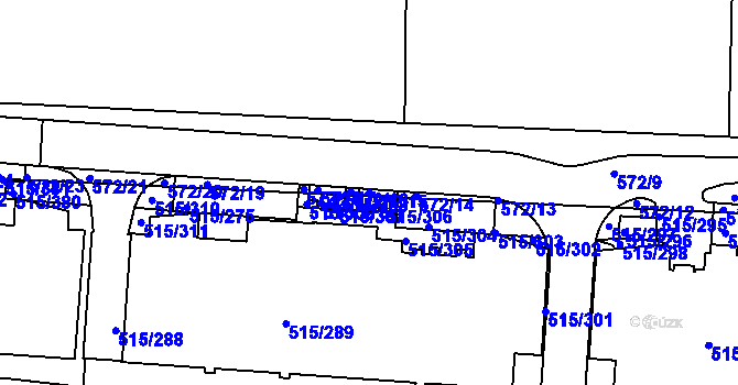 Parcela st. 572/15 v KÚ Střížkov, Katastrální mapa