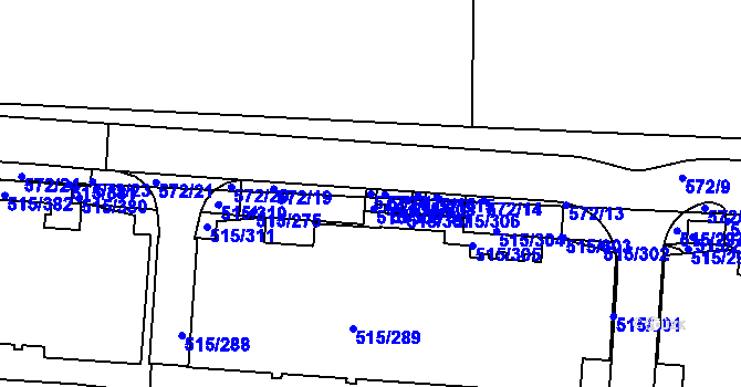 Parcela st. 572/18 v KÚ Střížkov, Katastrální mapa