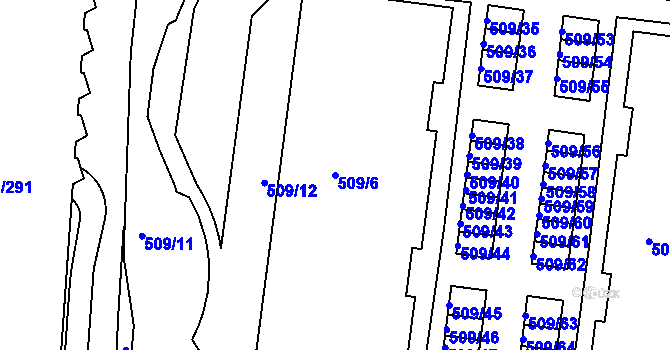 Parcela st. 509/6 v KÚ Střížkov, Katastrální mapa