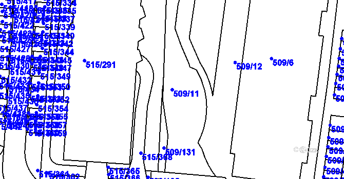 Parcela st. 509/11 v KÚ Střížkov, Katastrální mapa