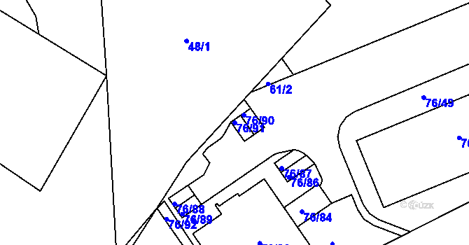 Parcela st. 76/91 v KÚ Střížkov, Katastrální mapa