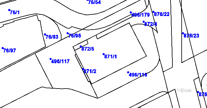Parcela st. 871/1 v KÚ Střížkov, Katastrální mapa