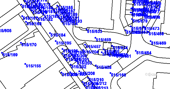 Parcela st. 515/457 v KÚ Střížkov, Katastrální mapa