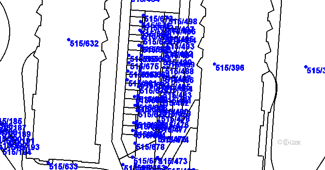 Parcela st. 515/484 v KÚ Střížkov, Katastrální mapa