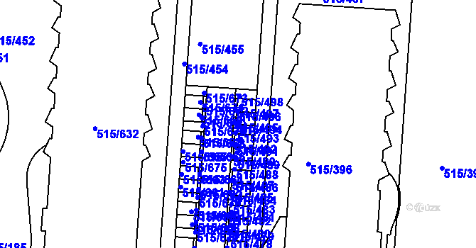 Parcela st. 515/494 v KÚ Střížkov, Katastrální mapa