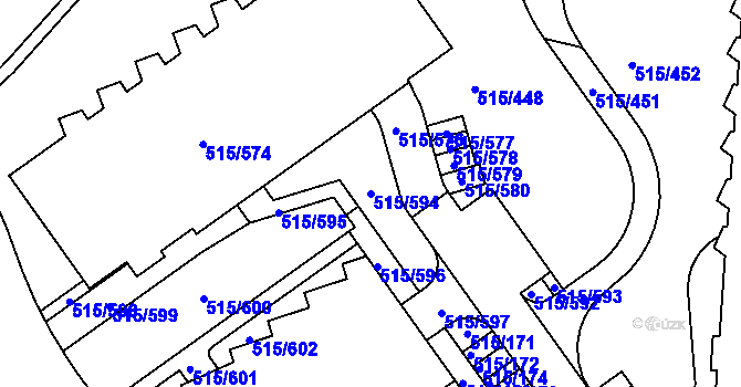 Parcela st. 515/594 v KÚ Střížkov, Katastrální mapa
