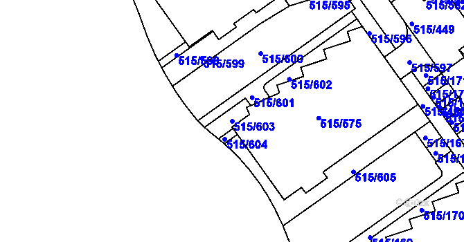 Parcela st. 515/603 v KÚ Střížkov, Katastrální mapa