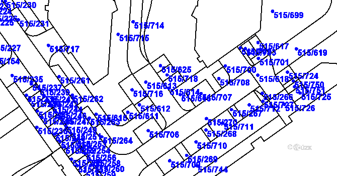 Parcela st. 515/614 v KÚ Střížkov, Katastrální mapa