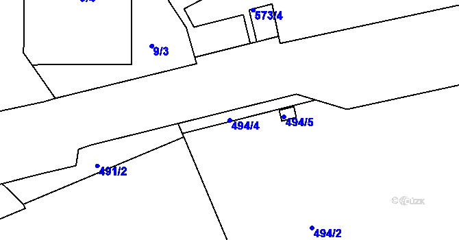 Parcela st. 494/4 v KÚ Střížkov, Katastrální mapa