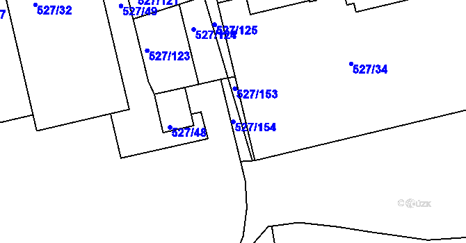 Parcela st. 527/154 v KÚ Střížkov, Katastrální mapa