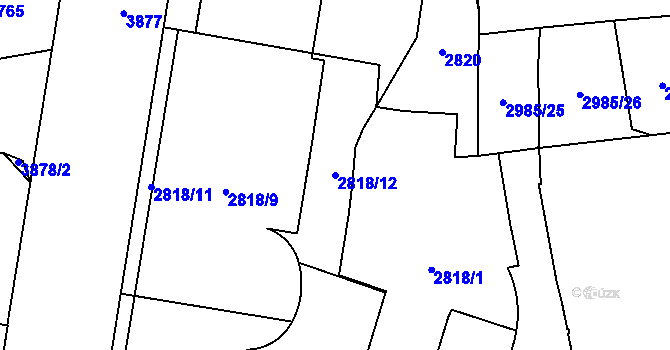 Parcela st. 2818/12 v KÚ Libeň, Katastrální mapa