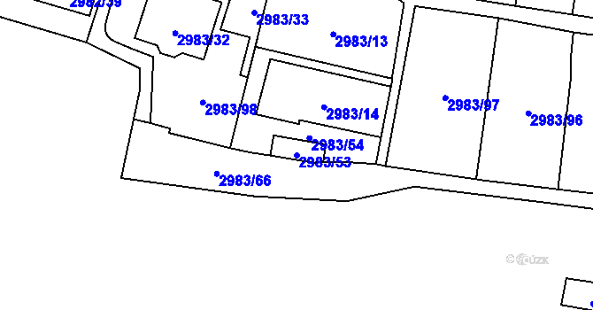 Parcela st. 2983/53 v KÚ Libeň, Katastrální mapa