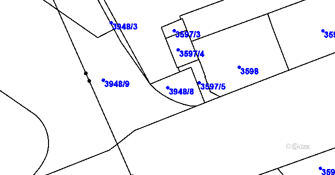 Parcela st. 3948/8 v KÚ Libeň, Katastrální mapa