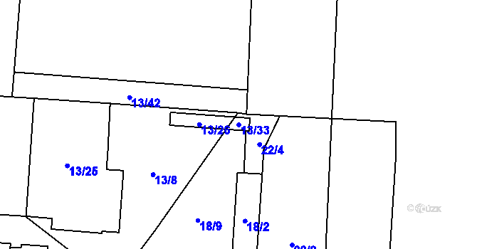Parcela st. 13/33 v KÚ Libeň, Katastrální mapa