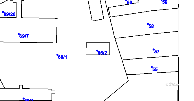 Parcela st. 56/2 v KÚ Libeň, Katastrální mapa