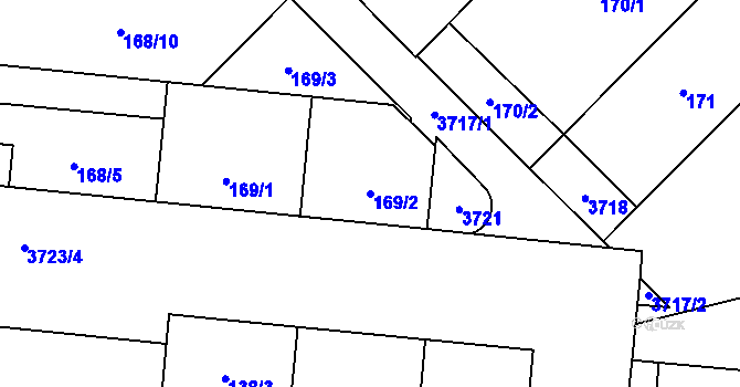 Parcela st. 169/2 v KÚ Libeň, Katastrální mapa