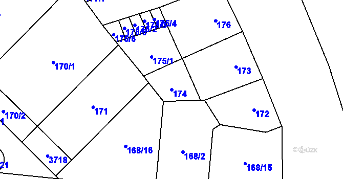 Parcela st. 174 v KÚ Libeň, Katastrální mapa