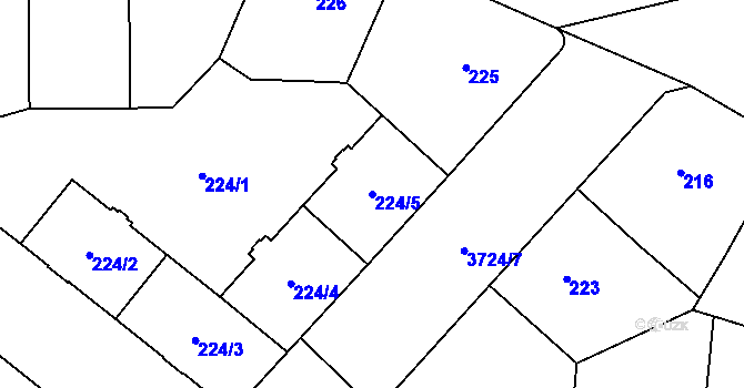 Parcela st. 224/5 v KÚ Libeň, Katastrální mapa