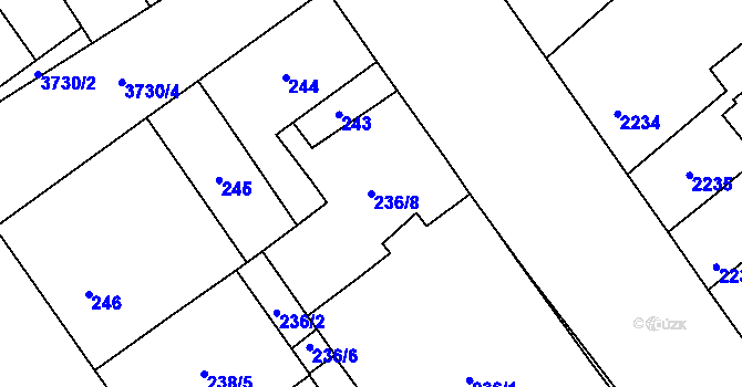 Parcela st. 236/8 v KÚ Libeň, Katastrální mapa