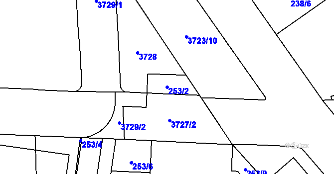 Parcela st. 253/2 v KÚ Libeň, Katastrální mapa