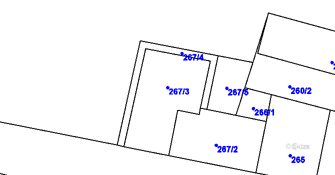Parcela st. 267/3 v KÚ Libeň, Katastrální mapa
