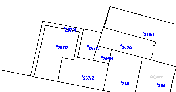 Parcela st. 267/5 v KÚ Libeň, Katastrální mapa