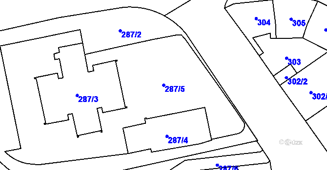 Parcela st. 287/5 v KÚ Libeň, Katastrální mapa