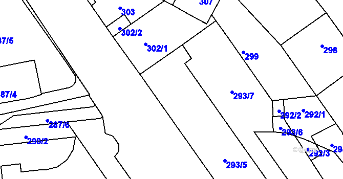 Parcela st. 293/2 v KÚ Libeň, Katastrální mapa