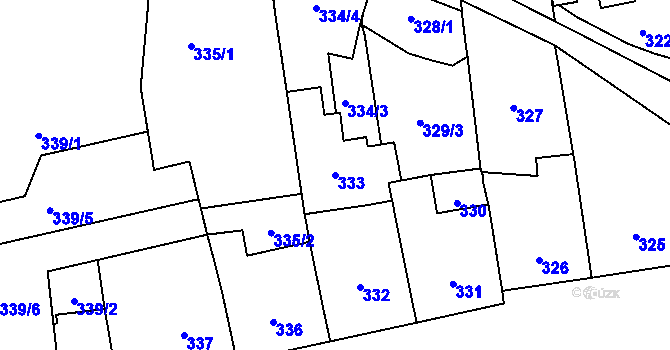 Parcela st. 333 v KÚ Libeň, Katastrální mapa